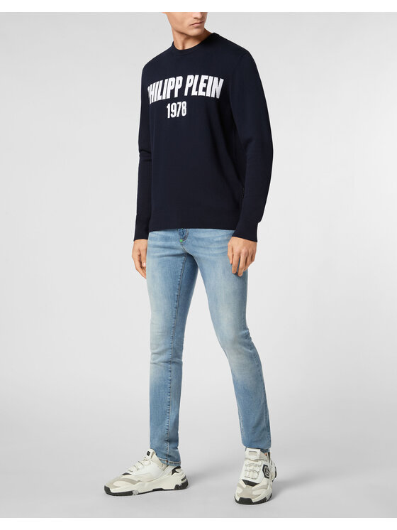 PHILIPP PLEIN PHILIPP PLEIN Longsleeve 22873 Granatowy Regular Fit