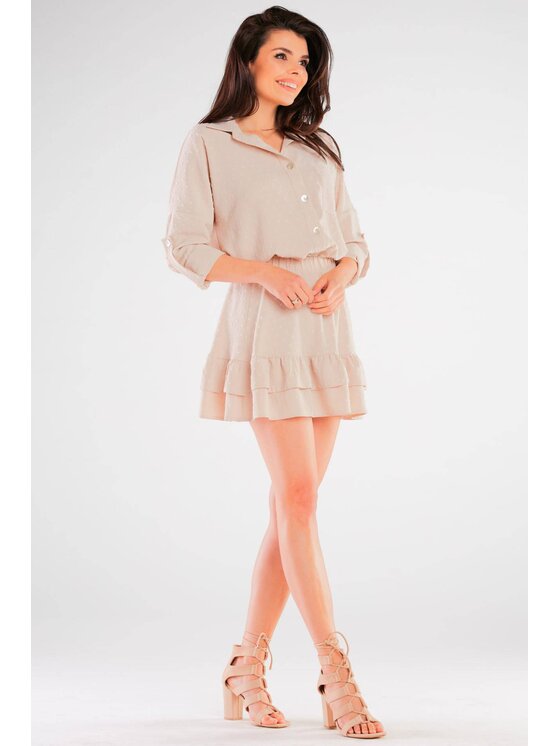Awama Awama Koszula A425 Beżowy Basic Fit