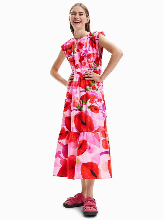 Desigual Desigual Sommerkleid MONSIEUR CHRISTIAN LACROIX Tulip 23SWVW25 Rosa Regular Fit
