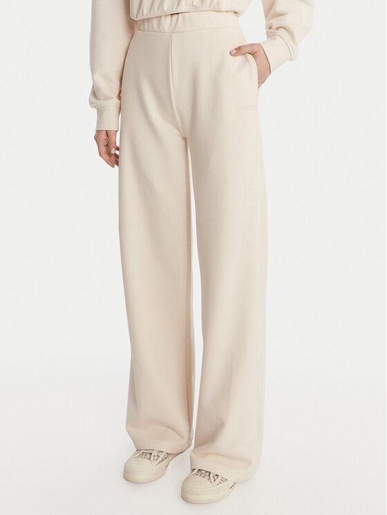 Guess Guess Teplákové nohavice V6RB03 KD761 Krémová Wide Leg