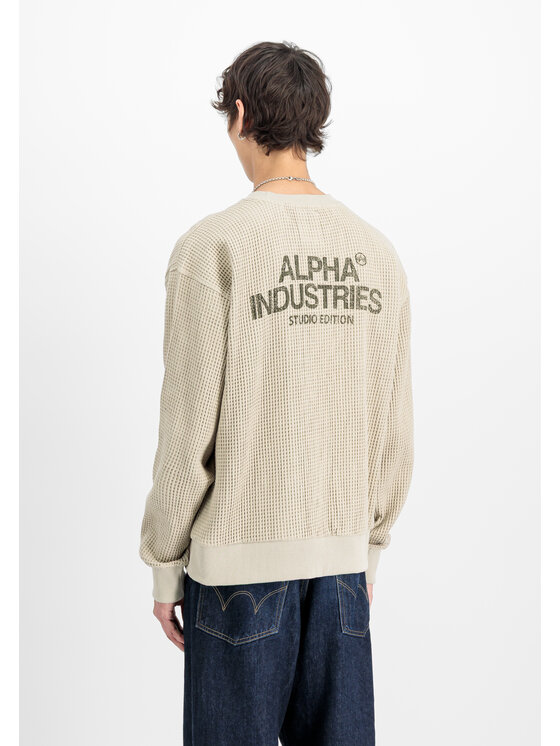 Alpha Industries Alpha Industries Bluza Studio Waffle Sweatshirt Beżowy Loose Fit