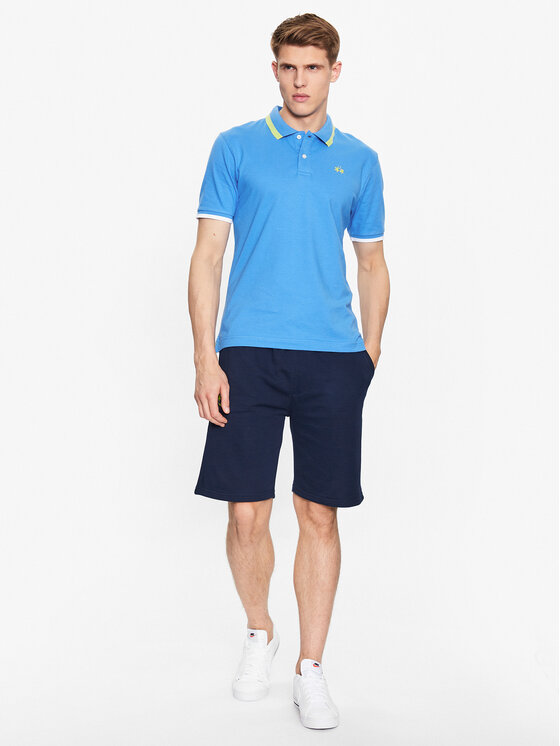 La Martina La Martina Polo majica VMP006 PK001 Modra Slim Fit