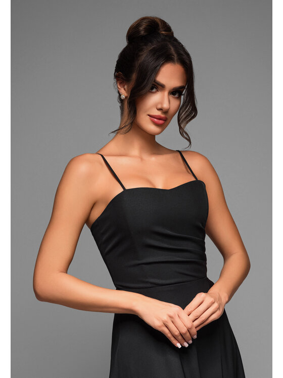 Ombre Ombre Sukienka wieczorowa LA-OM-DLR016 Czarny Regular Fit