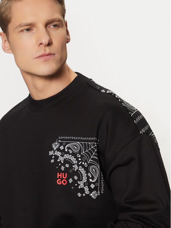 HUGO HUGO Majica dugih rukava Derumkek 50532094 Crna Relaxed Fit