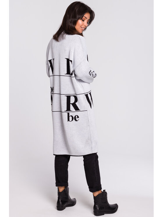 BeWear BeWear Sweter BK040 Biały Modern Fit