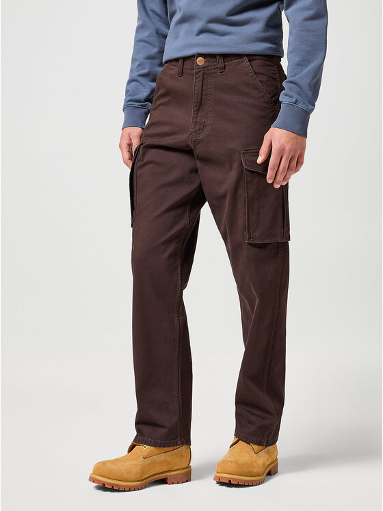 Wrangler Wrangler Spodnie materiałowe CASEY JONES CARGO Brązowy Regular Fit