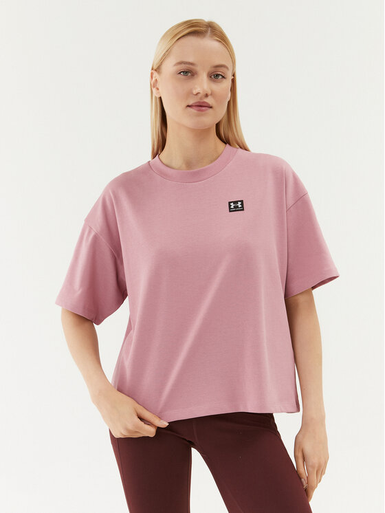 Under Armour Tričko Ua W Logo Lc Oversized Hw Ss 1379948 Ružová Loose Fit