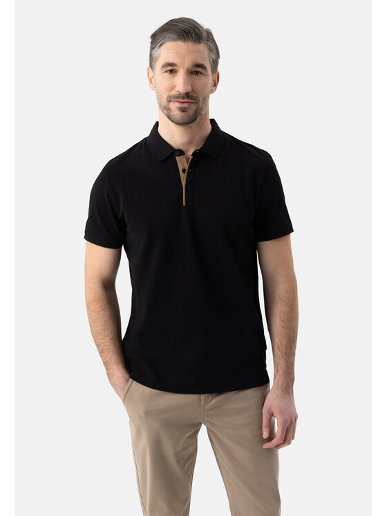 Volcano Volcano Polo O-MOLTI Czarny Regular Fit