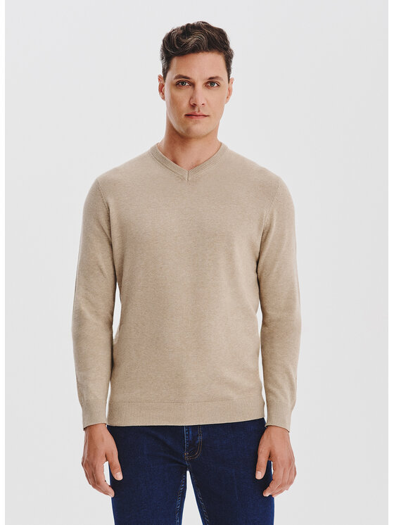Pako Lorente Pako Lorente Sweter P25WB-2X-027 Beżowy Classic Fit