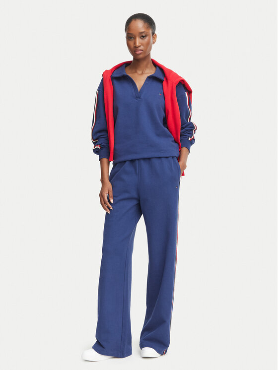 Tommy Hilfiger Tommy Hilfiger Džemperis ar kapuci Rugby UW0UW06629 Zils Relaxed Fit
