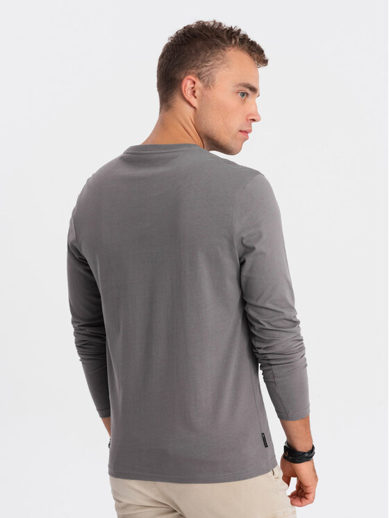 Ombre Ombre S dlouhým rukávem OM-LSPT-0117 Šedá Regular Fit