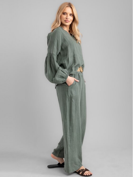 Perso Perso Spodnie damskie PTE255056F Khaki Regular Fit