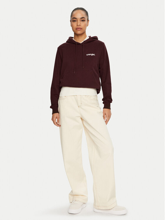Wrangler Wrangler Bluza Regular Hoodie Bordowy Regular Fit
