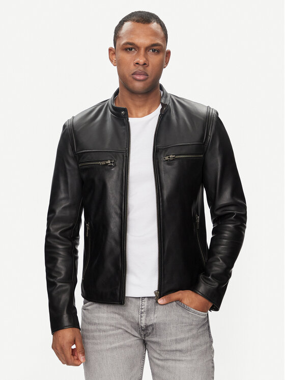 Serge Pariente Serge Pariente Lederjacke Justice Schwarz Regular Fit