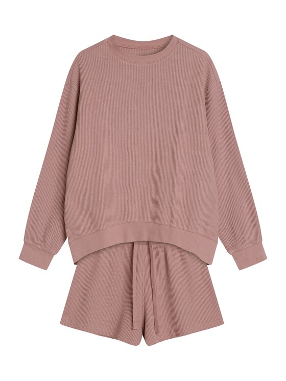 Esotiq Esotiq Komplet bluza i szorty sportowe 42413 Różowy Loose Fit