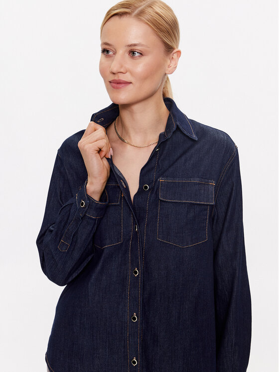 Liu Jo Liu Jo Τζιν πουκάμισο UF3161 D4555 Σκούρο μπλε Regular Fit