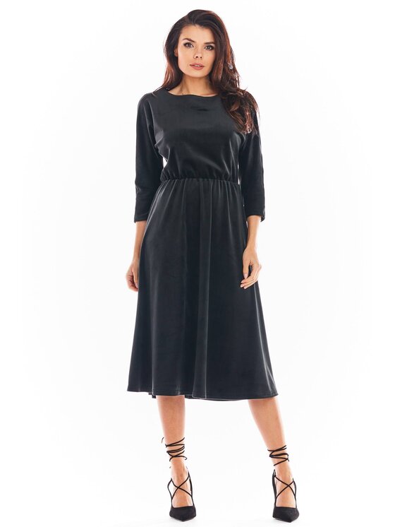 Awama Awama Vestito di maglia A407 Nero Basic Fit