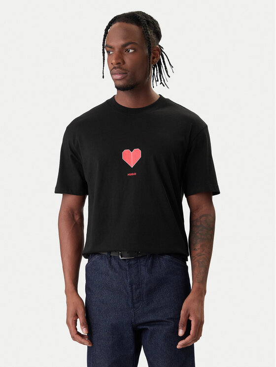 HUGO Tricou Dalentin 50553429 Negru Relaxed Fit