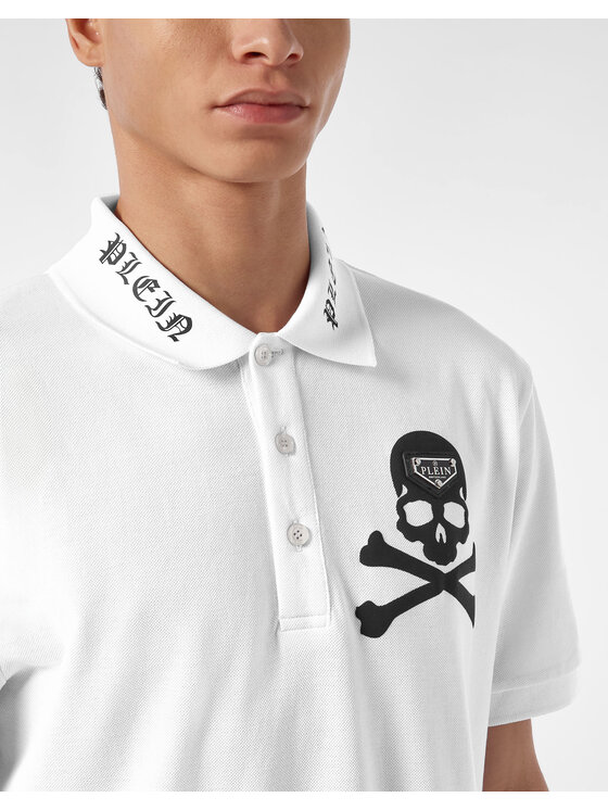 PHILIPP PLEIN PHILIPP PLEIN Polo 25563 Biały Slim Fit