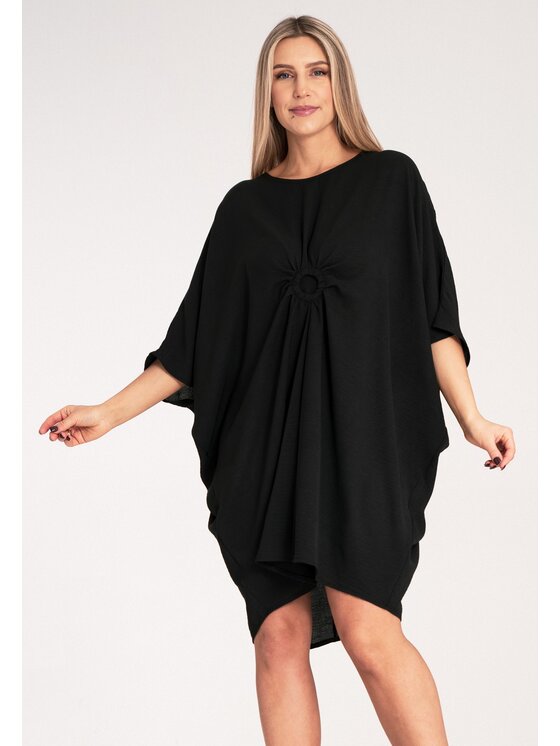 FIGL FIGL Koktejlové šaty M1127 Čierna Loose Fit