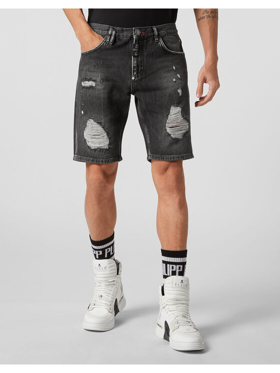 PHILIPP PLEIN PHILIPP PLEIN Pantaloncini di jeans 8135 Grigio Regular Fit