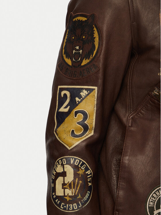 Aeronautica Militare Aeronautica Militare Kožená bunda 261PN5056U100839 Tmavě hnědá Regular Fit