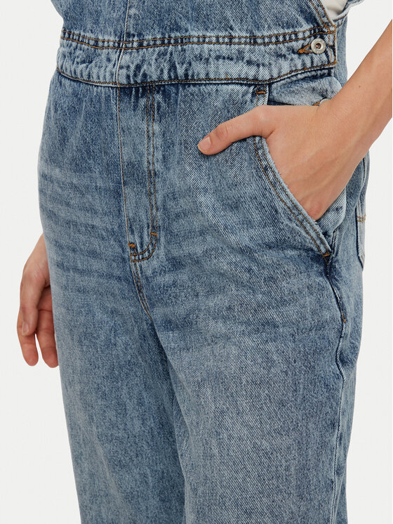 Mustang Mustang Jeans hlače z naramnicami Olympia 1015583 Modra Loose Fit