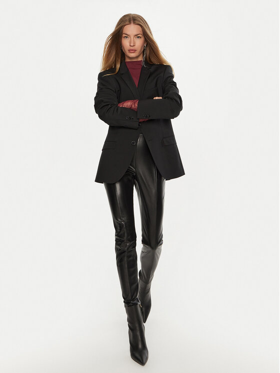 Patrizia Pepe Patrizia Pepe Hlače iz umetnega usnja 8P0624/E005-K103 Črna Regular Fit