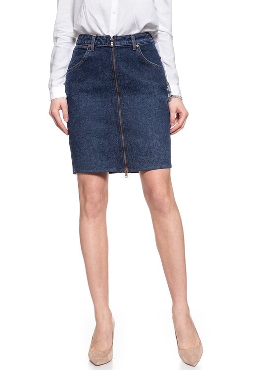 Wrangler Wrangler Minigonna HIGH ZIP SKIRT Blu Regular Fit