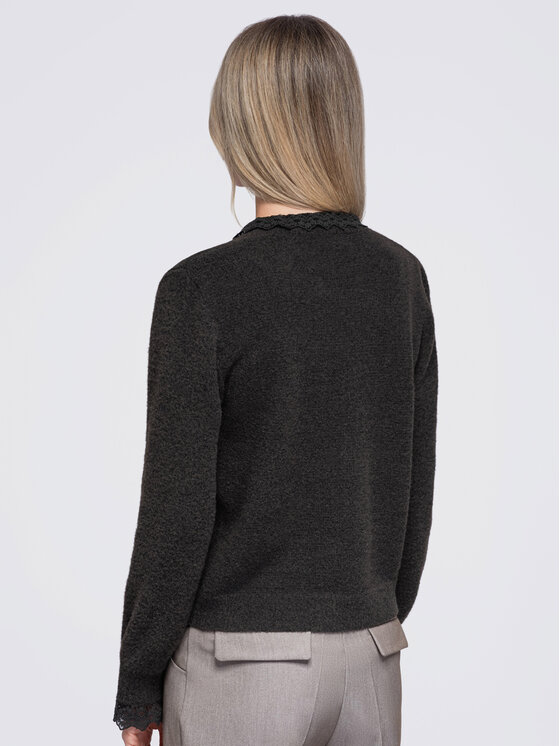 Ombre Ombre Sweter OW-SW-E0034 Brązowy Slim Fit