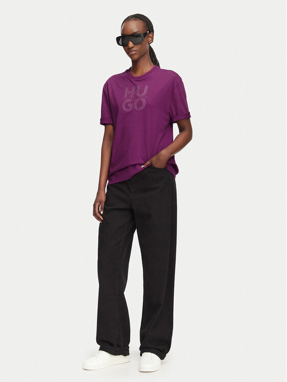 HUGO HUGO T-Shirt Dashire_5 50566678 Dunkelrosa Relaxed Fit