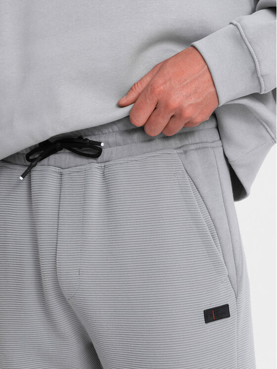 Ombre Ombre Spodnie dresowe OM-PASK-0127 Szary Regular Fit