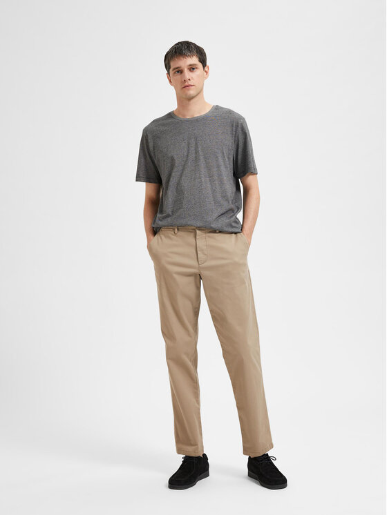 Selected Homme Selected Homme Kalhoty z materiálu New 16087665 Béžová Regular Fit