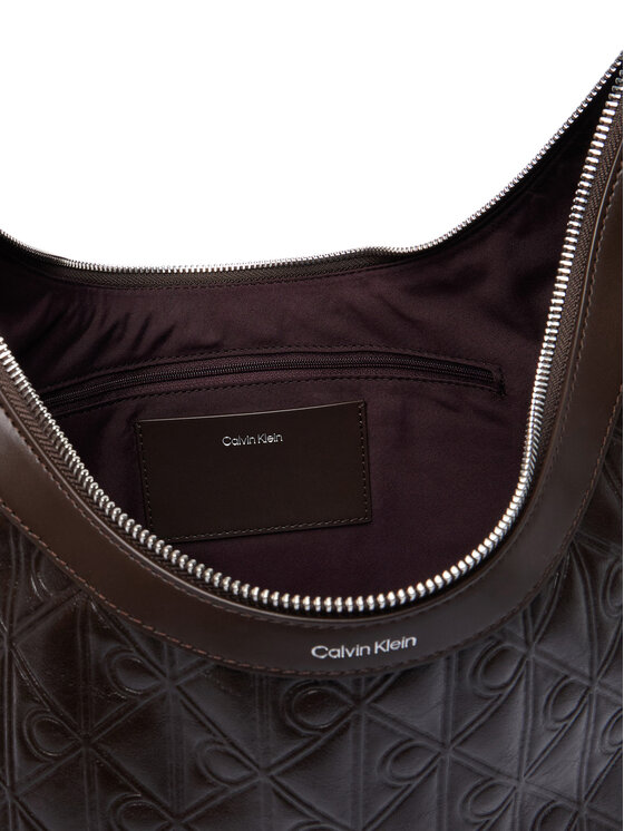 Calvin Klein Calvin Klein Torebka Emblem Aop Debossed Medium Shbag LV04F3875G Brązowy