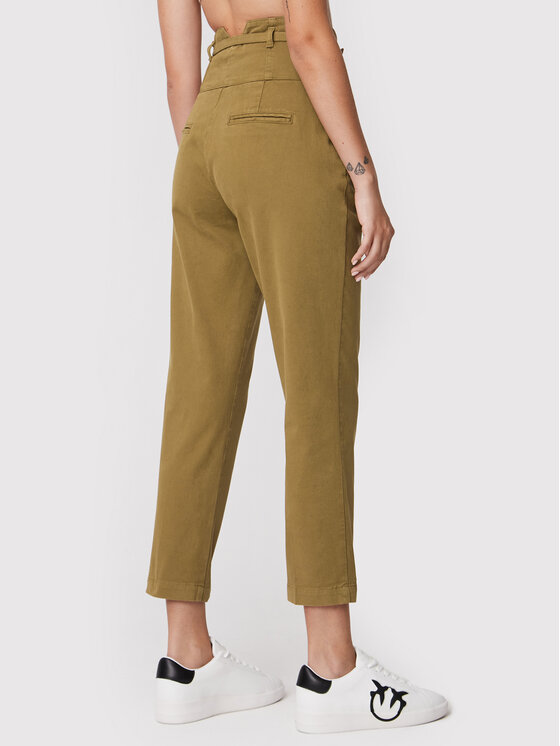PINKO Pinko Kalhoty z materiálu Ariel 1J10YP Y848 Zelená Regular Fit