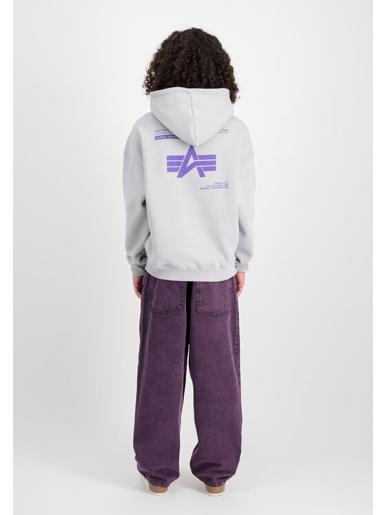 Alpha Industries Alpha Industries Bluza Logo Backprint Hoodie  Szary Relaxed Fit