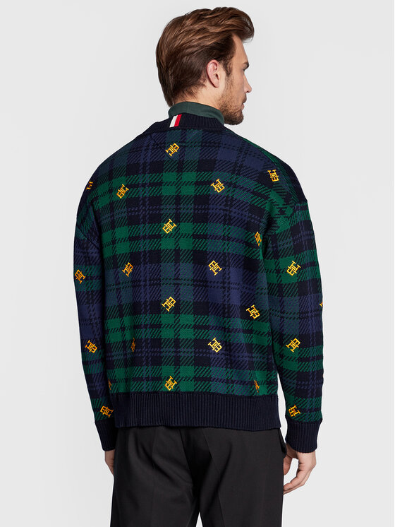 Tommy Hilfiger Tommy Hilfiger Kardigan Monogram MW0MW29037 Granatowy Regular Fit