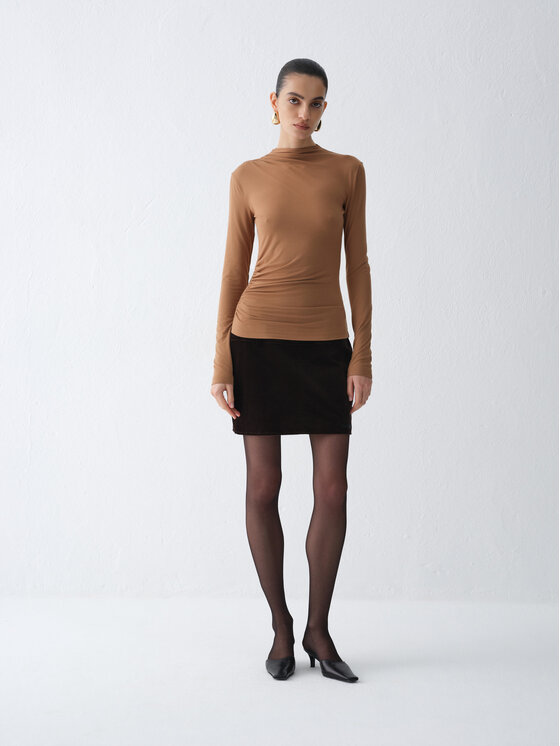 La Mania La Mania Bluzka SANNE Beżowy Basic Fit
