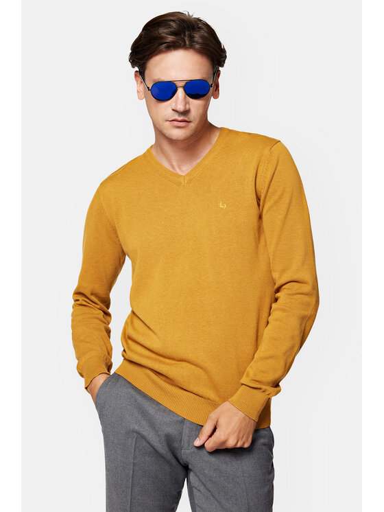 Lancerto Lancerto Sweter Anthony SW073223000054 Żółty Regular Fit