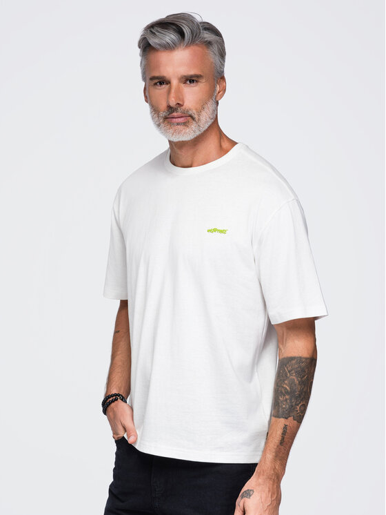 Ombre Ombre T-Shirt OM-TSPT-0284 Biały Relaxed Fit
