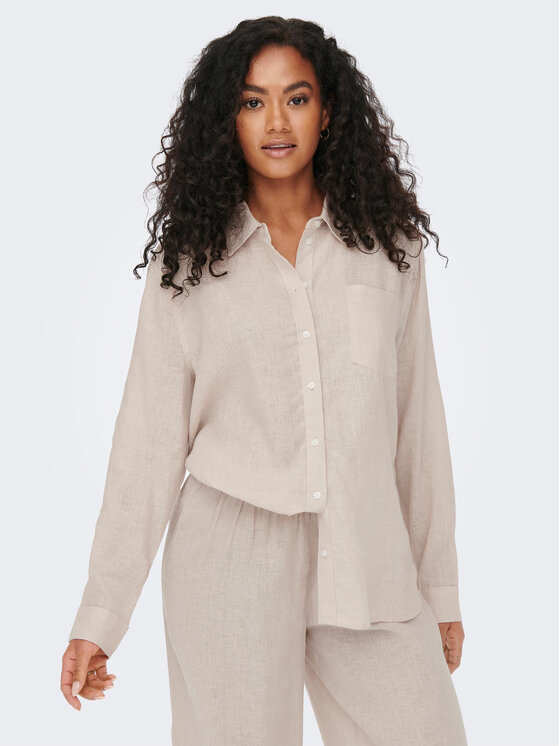 ONLY ONLY Hemd 15259585 Beige Regular Fit
