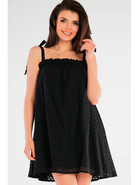 Awama Awama Sukienka letnia A434 Czarny Basic Fit