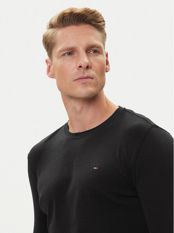 Tommy Jeans Tommy Jeans Marškinėliai ilgomis rankovėmis DM0DM04409 Juoda Slim Fit