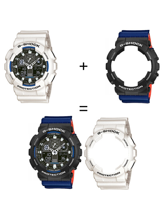 Casio Casio Zegarek SET GA-100B-7AER + BEZEL 10508136 + PASEK 10527467 Biały