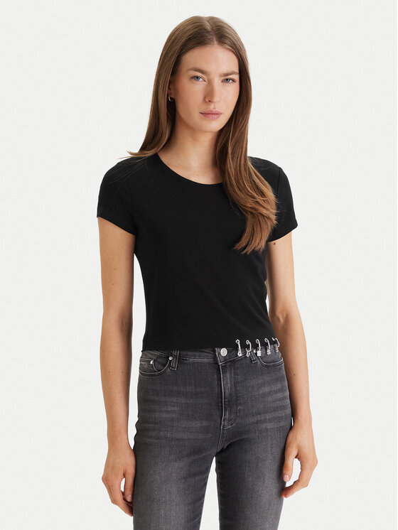 Guess Guess Tričko W6GP11 K2933 Čierna Regular Fit