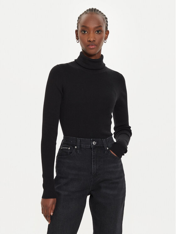 Calvin Klein Jeans Calvin Klein Jeans Rollkragenpullover J20J224225 Schwarz Regular Fit