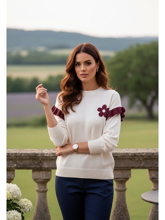 FIGL FIGL Svetr M1242 Bílá Regular Fit