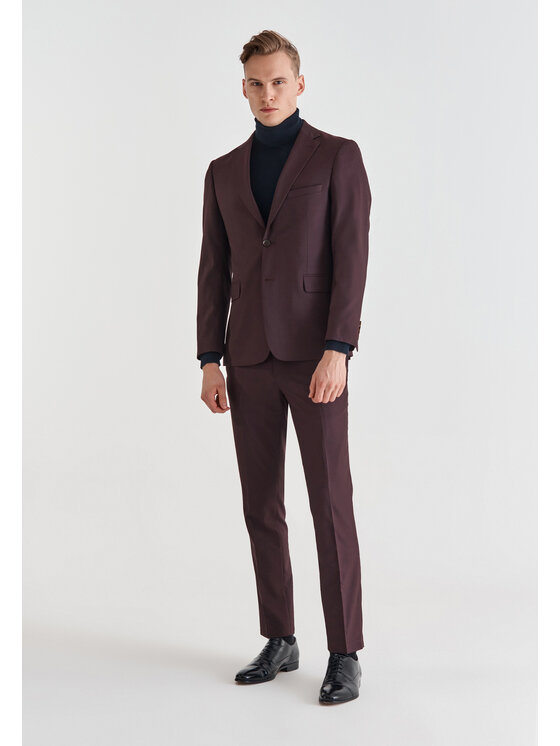 Pako Lorente Pako Lorente Spodnie garniturowe P21WF-6G-065 Bordowy Slim Fit