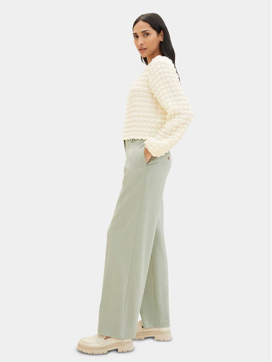 Tom Tailor Tom Tailor Spodnie materiałowe 1040686 Zielony Wide Leg