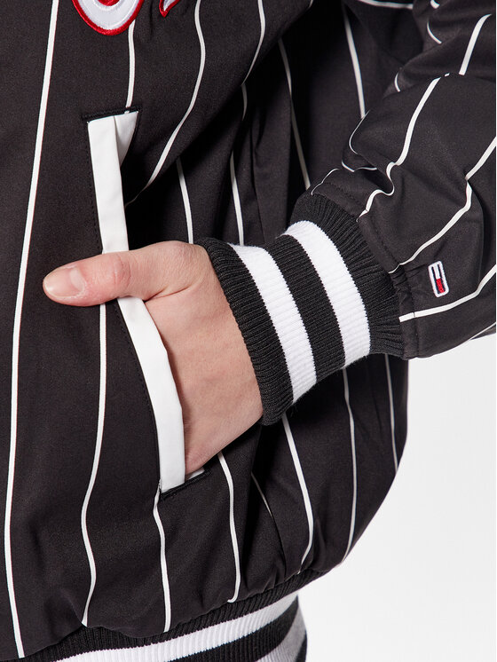 Tommy Jeans Tommy Jeans Bomber Pinstripe Letterman DW0DW15336 Crna Relaxed Fit
